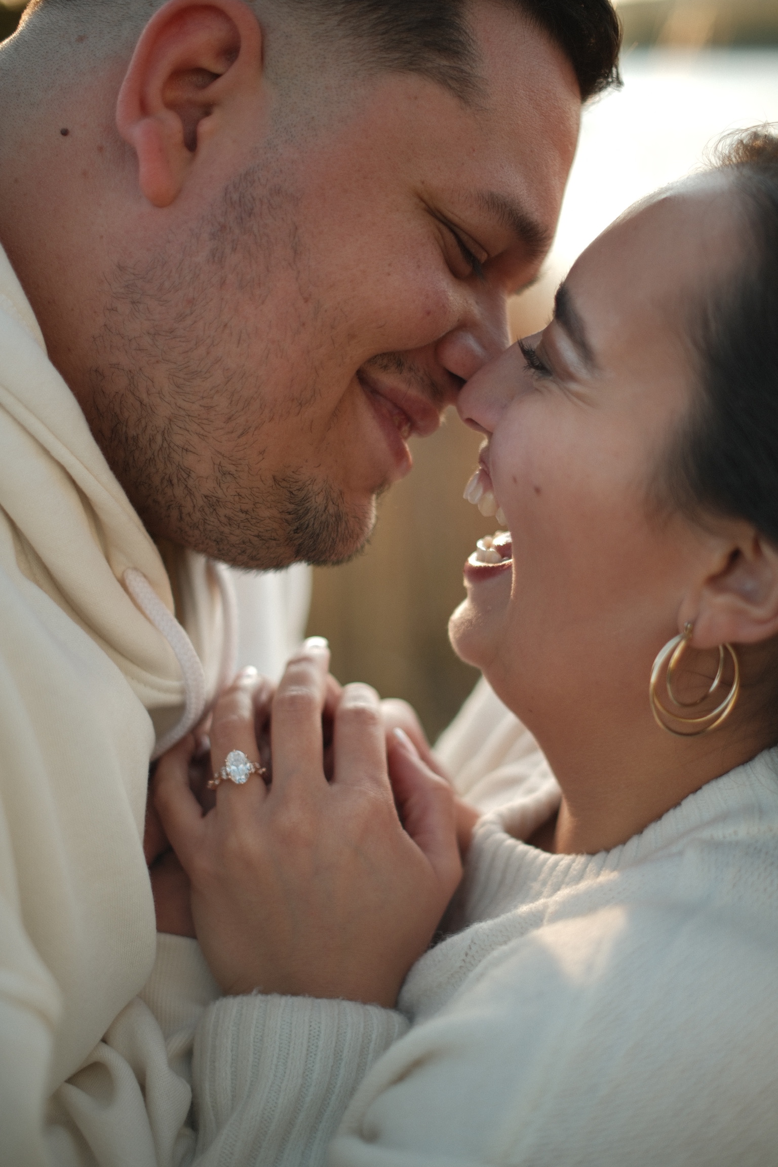Emelie and Francesco in a joyful close moment